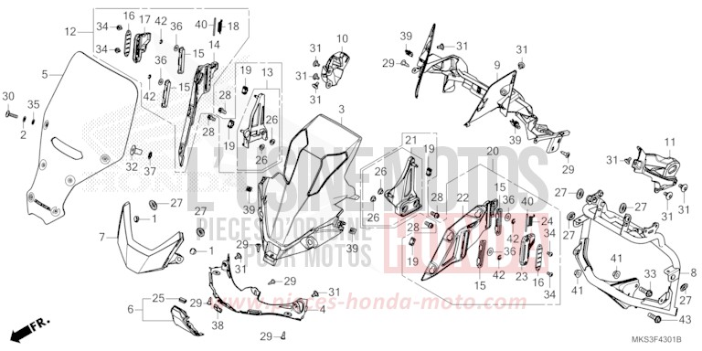 GAINE DE PROTECTION AVANT (CRF1100A2/A4/AL2/AL4/D2/D4/DL2/DL4) de Africa Twin DCT DARKNESS BLACK METALLIC (NH463) 2020